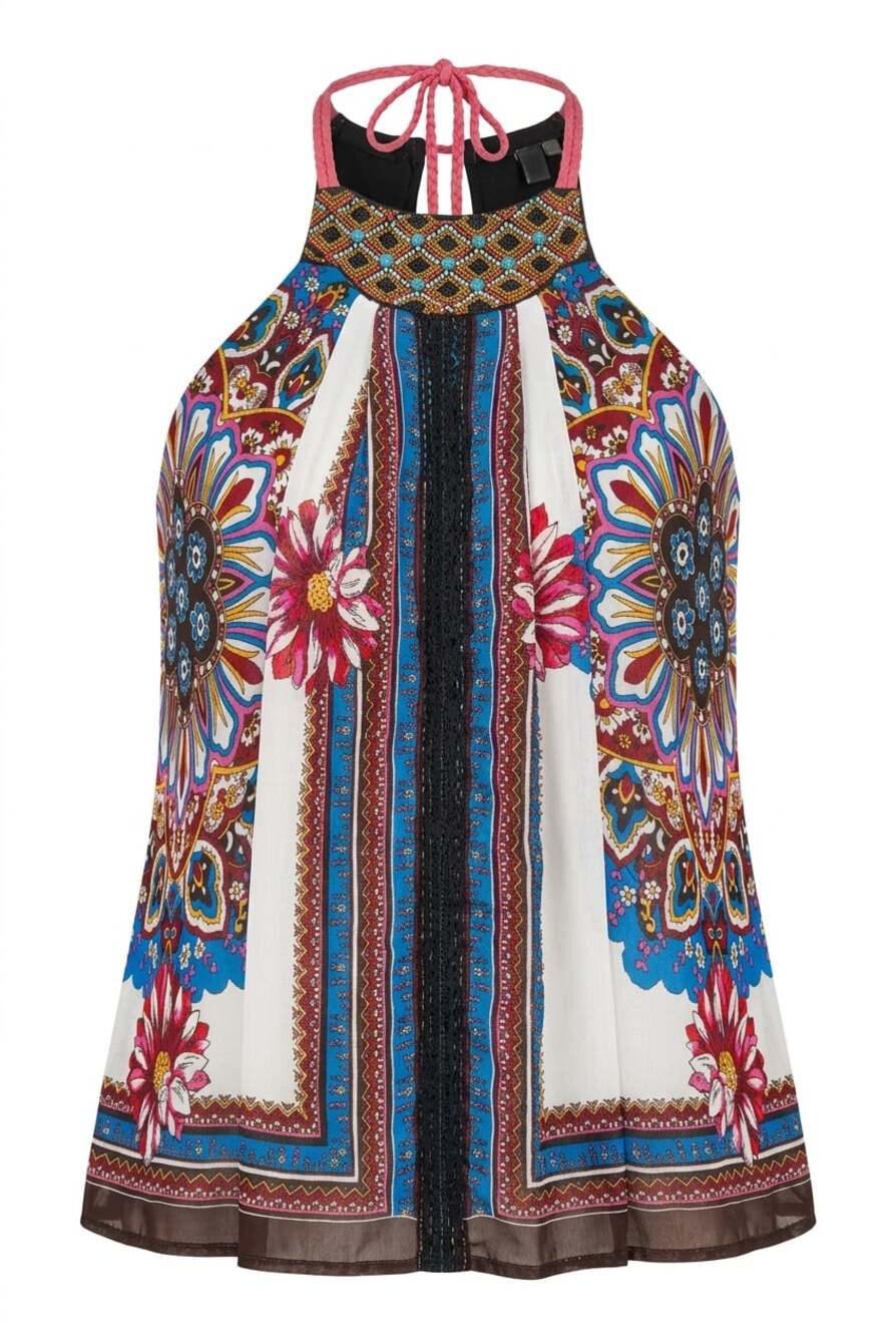 One September Anthropologie Nala Halter Tank Top with Beaded Neckline